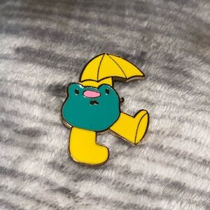 Rainy Day Silly Frog in Rain Boots Enamel and Metal Pin